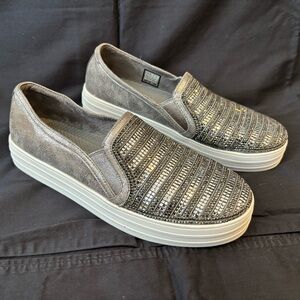 Skechers Gray Rhinestone Slip-On Sneakers